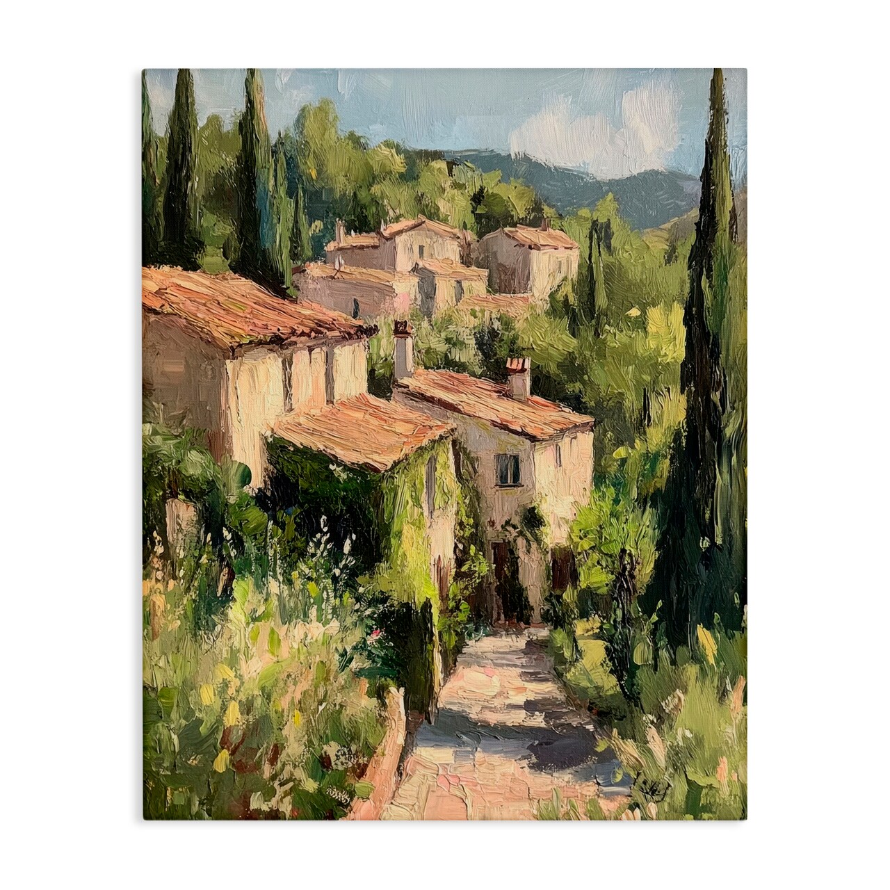 Stupell Industries Expressionist Village Buildings Canvas, design by Petal Prints Design